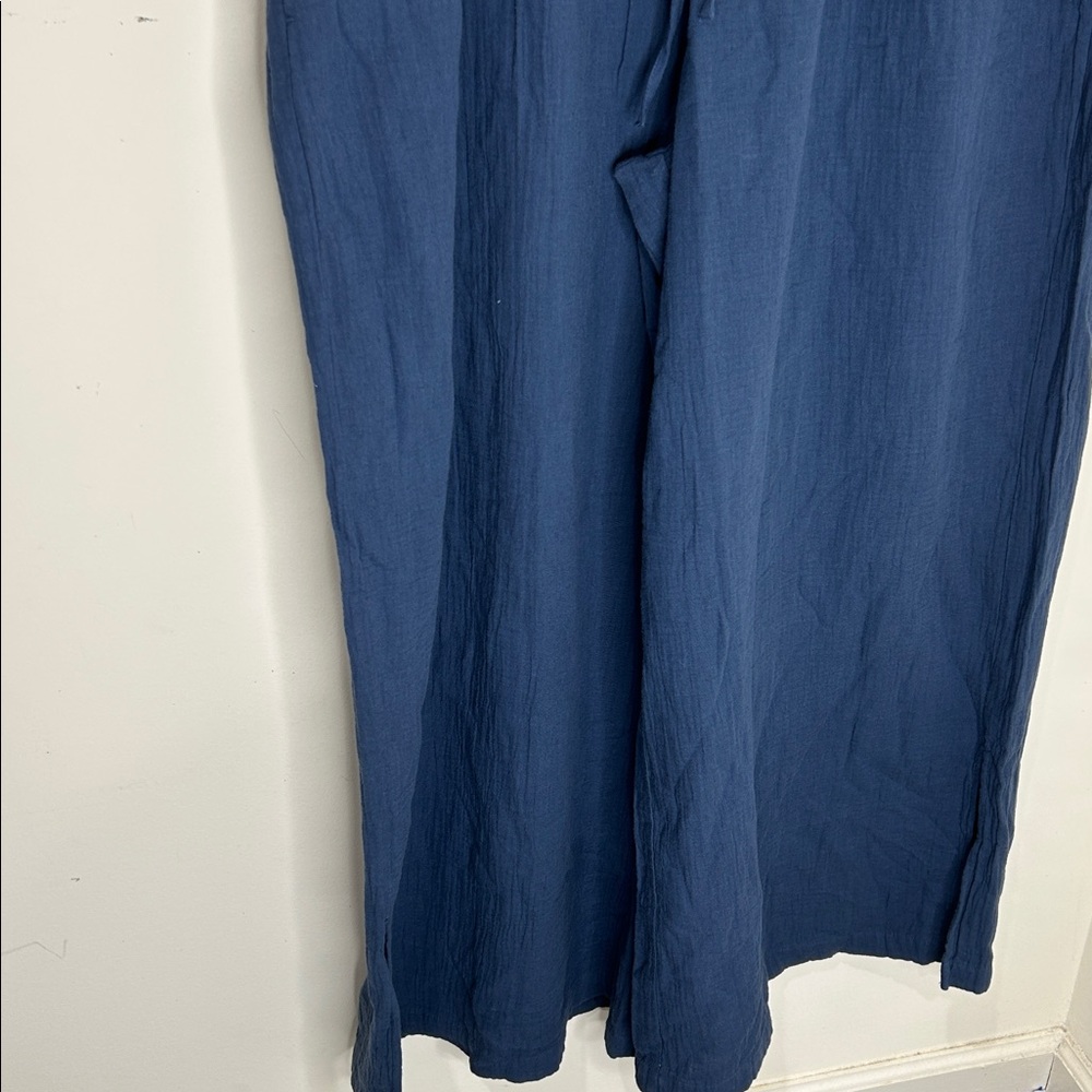 Pact Coastal Double Gauze Split Hem Pant Cotton Wide Leg Drawstring Blue XXL - Picture 14 of 15